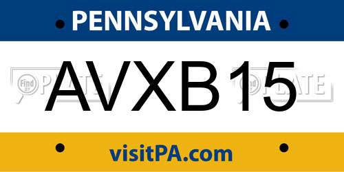 AVXB15 Pennsylvania License Plate