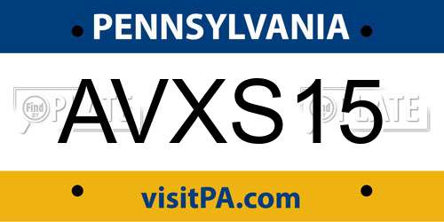 AVXS15 Pennsylvania License Plate