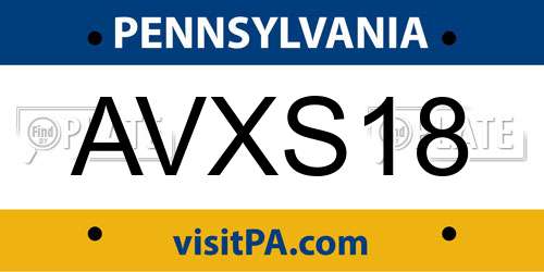 AVXS18 Pennsylvania License Plate