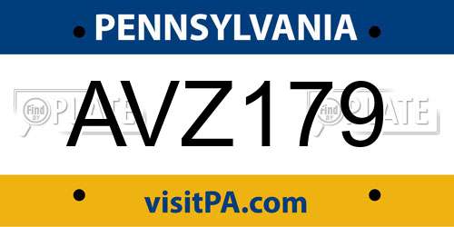 AVZ179 Pennsylvania License Plate