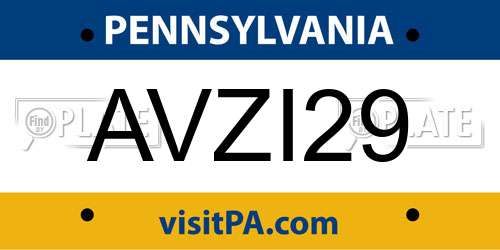 AVZI29 Pennsylvania License Plate