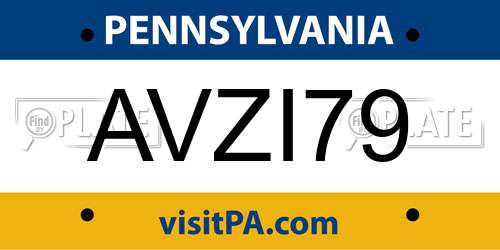 AVZI79 Pennsylvania License Plate