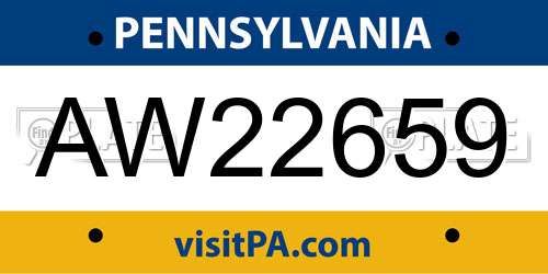 AW22659 Pennsylvania License Plate