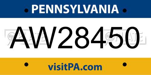 AW28450 Pennsylvania License Plate