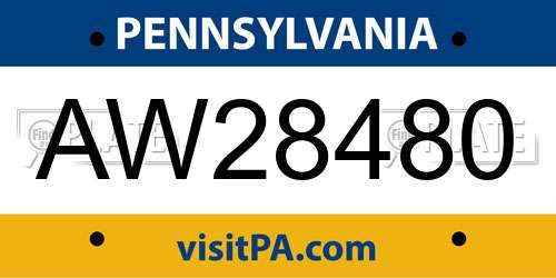AW28480 Pennsylvania License Plate