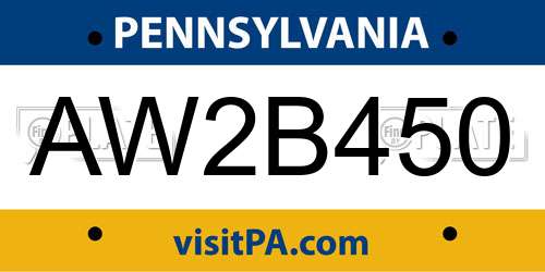 AW2B450 Pennsylvania License Plate