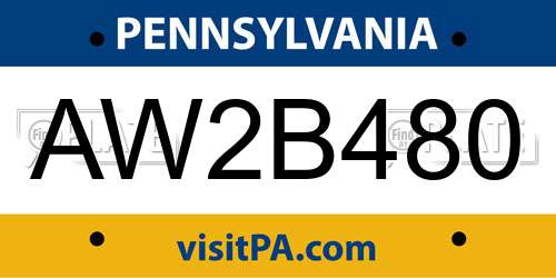 AW2B480 Pennsylvania License Plate