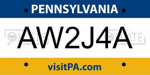 AW2J4A Pennsylvania License Plate