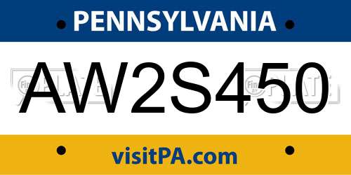 AW2S450 Pennsylvania License Plate