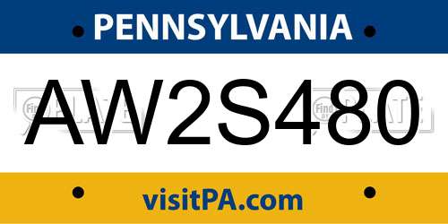 AW2S480 Pennsylvania License Plate