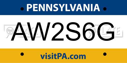 AW2S6G Pennsylvania License Plate