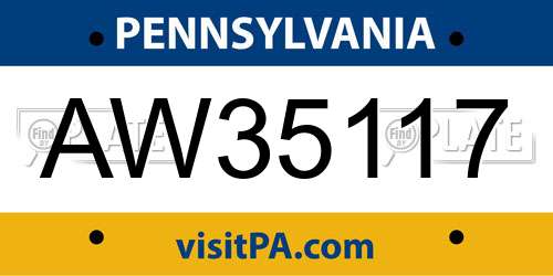 AW35117 Pennsylvania License Plate