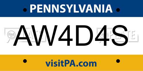 AW4D4S Pennsylvania License Plate