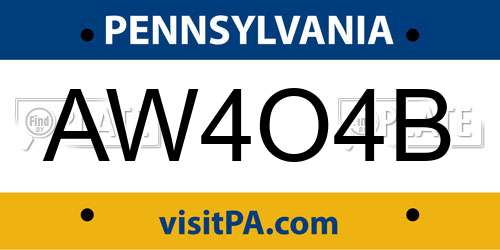 AW4O4B Pennsylvania License Plate