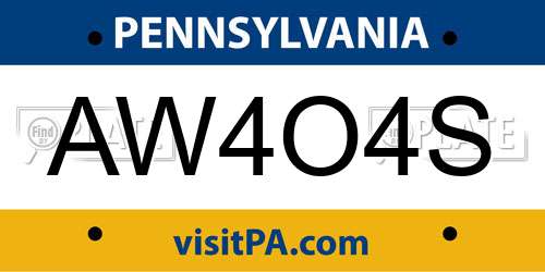 AW4O4S Pennsylvania License Plate