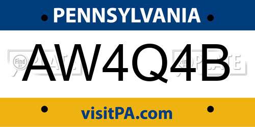 AW4Q4B Pennsylvania License Plate