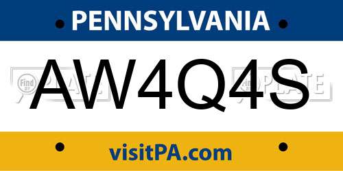 AW4Q4S Pennsylvania License Plate