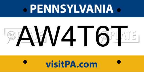 AW4T6T Pennsylvania License Plate
