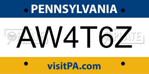 AW4T6Z Pennsylvania License Plate