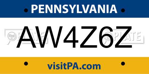 AW4Z6Z Pennsylvania License Plate