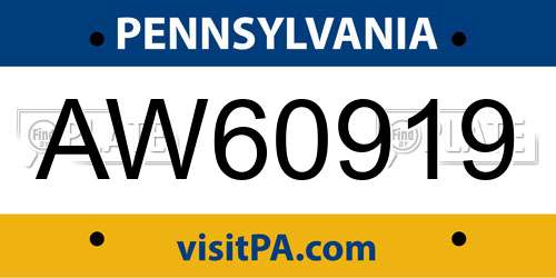AW60919 Pennsylvania License Plate