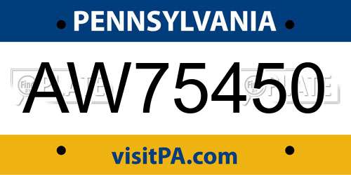 AW75450 Pennsylvania License Plate
