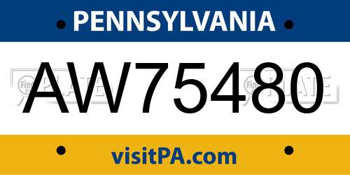 AW75480 Pennsylvania License Plate
