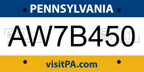 AW7B450 Pennsylvania License Plate