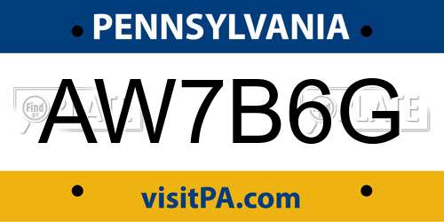 AW7B6G Pennsylvania License Plate