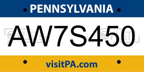 AW7S450 Pennsylvania License Plate