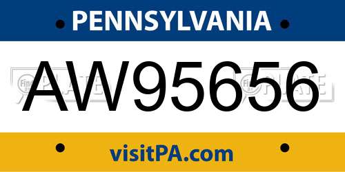 AW95656 Pennsylvania License Plate