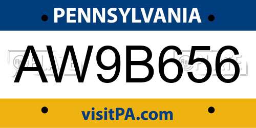 AW9B656 Pennsylvania License Plate