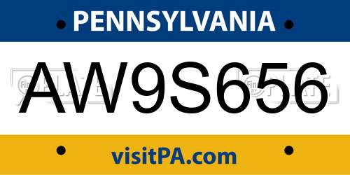 AW9S656 Pennsylvania License Plate