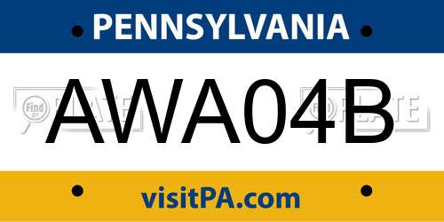 AWA04B Pennsylvania License Plate