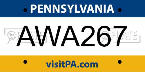 AWA267 Pennsylvania License Plate