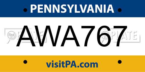 AWA767 Pennsylvania License Plate