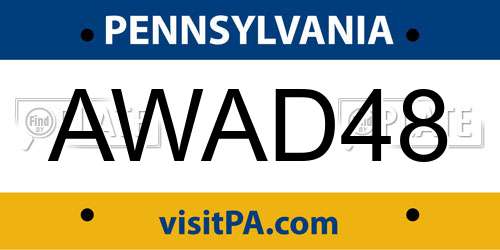 AWAD48 Pennsylvania License Plate