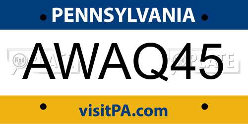 AWAQ45 Pennsylvania License Plate