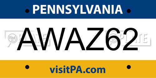 AWAZ62 Pennsylvania License Plate
