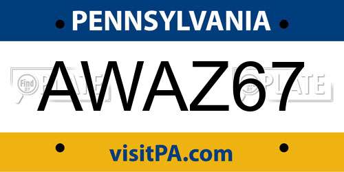 AWAZ67 Pennsylvania License Plate
