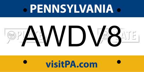 AWDV8 Pennsylvania License Plate