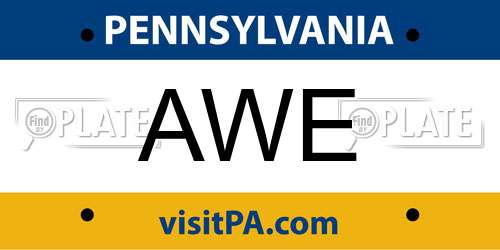 AWE Pennsylvania License Plate