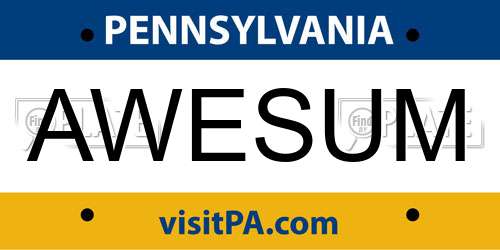 AWESUM Pennsylvania License Plate