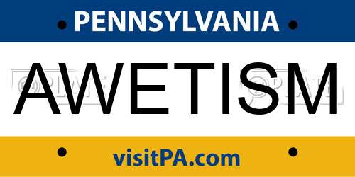 AWETISM Pennsylvania License Plate