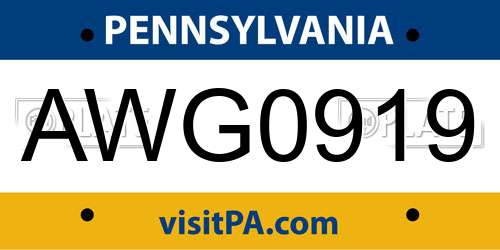 AWG0919 Pennsylvania License Plate