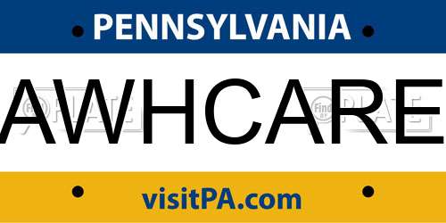 AWHCARE Pennsylvania License Plate