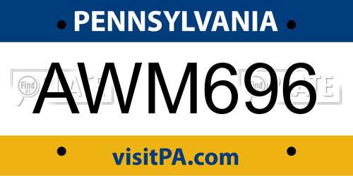 AWM696 Pennsylvania License Plate