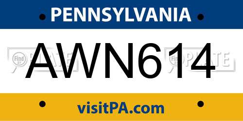 AWN614 Pennsylvania License Plate