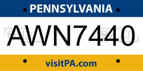 AWN7440 Pennsylvania License Plate