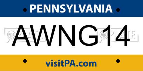 AWNG14 Pennsylvania License Plate